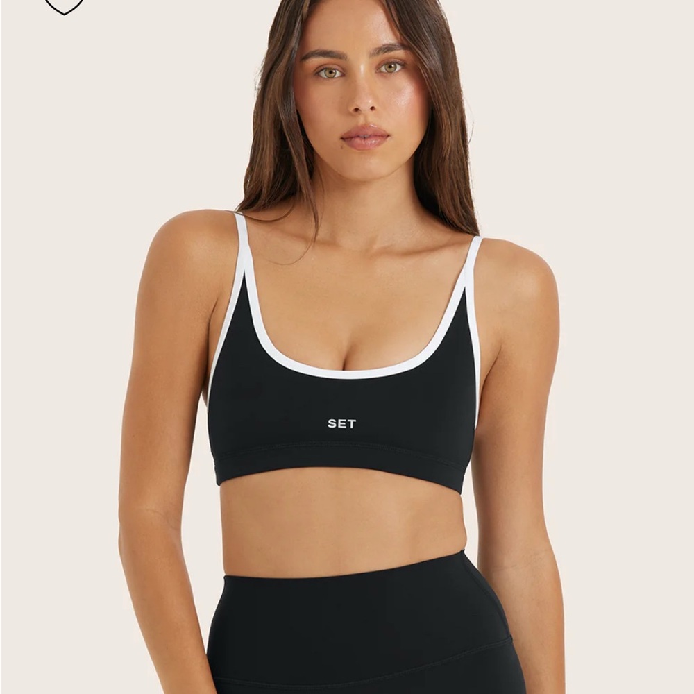 SET Active Black and White Sports Bra Minimalist Design